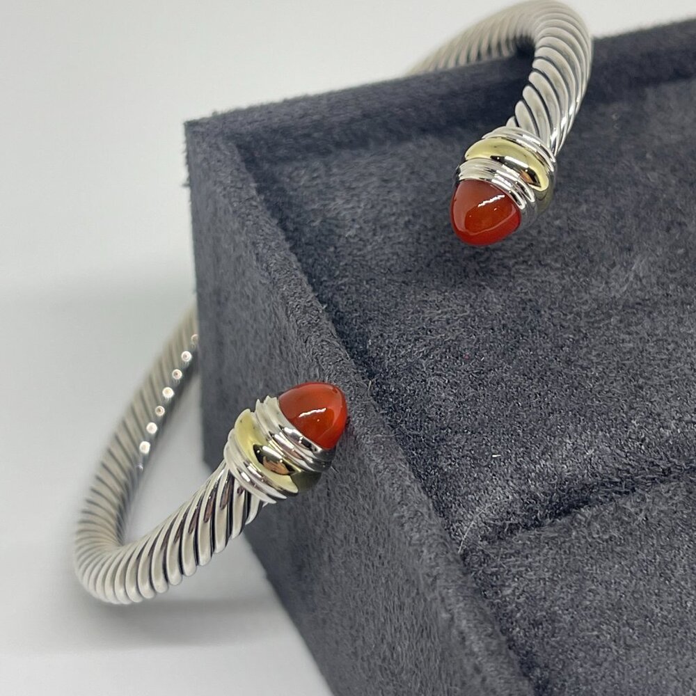 David Yurman Classic Cable 5mm Bracelet with Sterling Silver and Carnelian - Picture 2 of 10